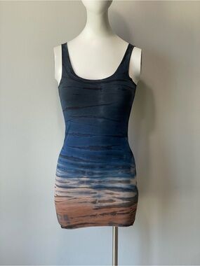 Hard Tail Ombre Scoop Neck Tank Dress - Navy, Blue, Brown